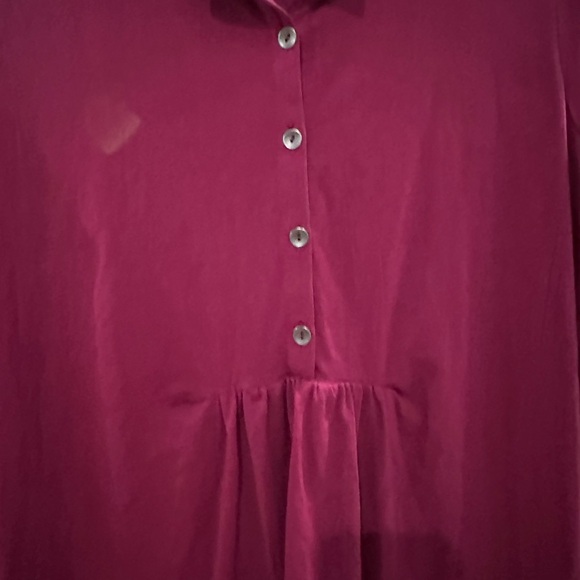 🥳 J. Jill Maroon Red Tunic Peplum Long Sleeve Small Blouse - Picture 3 of 8